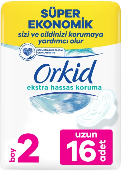 Extra Hassas Koruma Uzun (Boy 2) Kanatlı Hijyenik Ped 16 Adet x 2 Adet