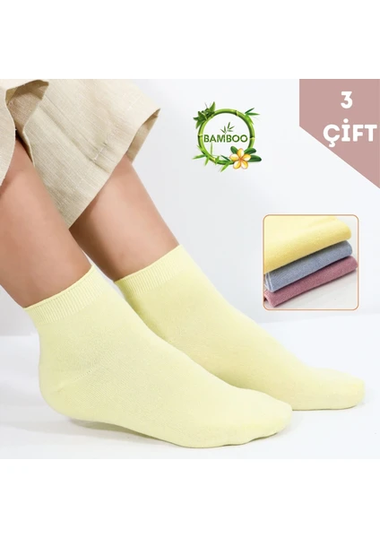 Kral Socks Kadın Bambu Patik Çorap (3 Adet) Görünmez Dikişsiz Parfümlü Kısa Yazlık Kadın Çorabı