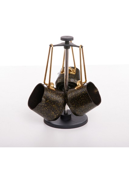 4 Parça Gold Stone Kare Cezve Seti (200-400-600 ml Cezve + Stant)