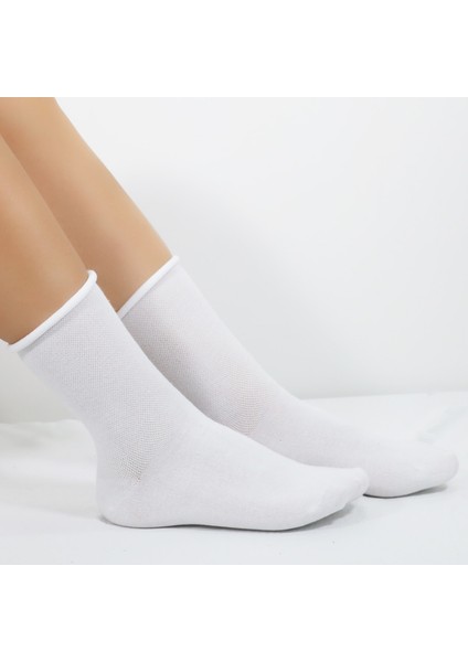 KRAL SOCKS Coton Dikişsiz Lastiksiz Roll-top Yazlık Sıkmayan 3 'lü Paket Uzun Kadın Çorap Seti