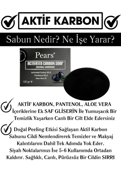Gliserinli Aktif Karbon Sabunu Beyazlatıcı 120 gr - Activated Carbon Soap With Glycerine 120GR fiyatları