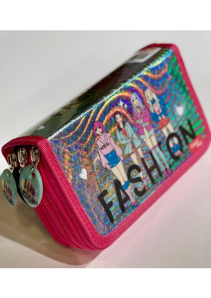 Cappi Bag Fashıon Girl Pembe 3 Fermuarlı Bölmeli Kız Çocuk Okul Parlak Kalem Kutusu 19X11X6CM