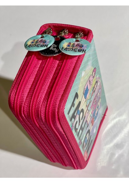 Cappi Bag Fashıon Girl Pembe 3 Fermuarlı Bölmeli Kız Çocuk Okul Parlak Kalem Kutusu 19X11X6CM modelleri