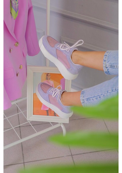 Alanla Model 4 cm Tabanlı File Detaylı Snekars Spor Ayakkabı Lıla