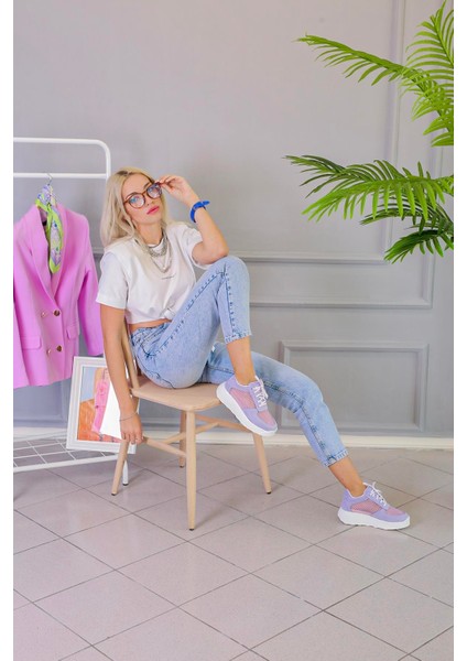 Alanla Model 4 cm Tabanlı File Detaylı Snekars Spor Ayakkabı Lıla