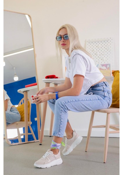 Maura Model 4 cm Tabanlı Orjinal Gerçek Deri Spor Ayakkabı Ten