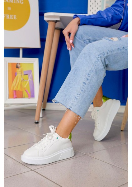 Marli Model 5 cm Tabanlı Yeni Sezon Snekars Spor Ayakakbı Bey.yesıl modelleri