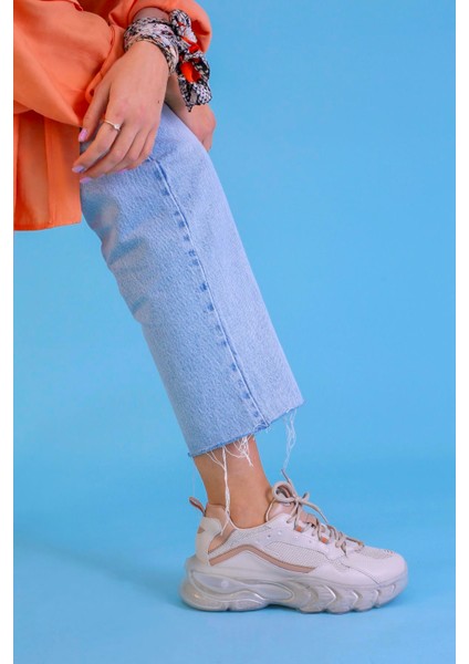 Luces Model 5 cm Kalın Tabanlı Yeni Sezon Sneakers Spor Ayakkabı Bej.nut