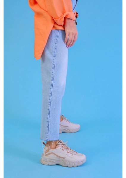 Luces Model 5 cm Kalın Tabanlı Yeni Sezon Sneakers Spor Ayakkabı Bej.nut modelleri