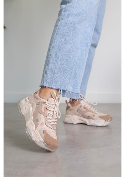 Reiana Model 5 Cm Tabanlı Yeni Sezon Spor Ayakkabı Sneakers Bej.Rose fiyatları