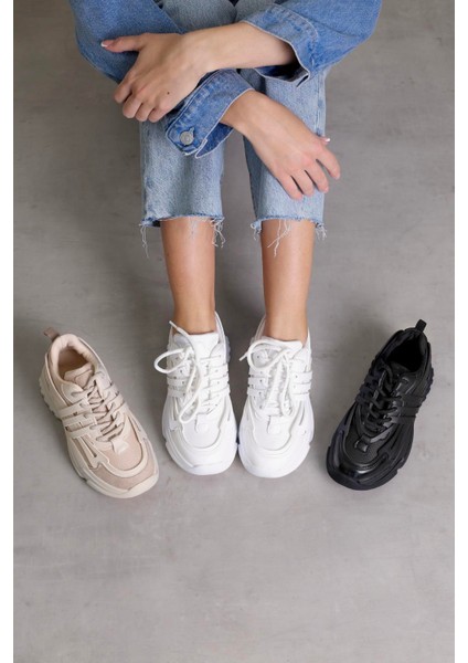 K151 Model 5 cm Tabanlı Yeni Sezon Spor Ayakkabı Sıyah modelleri