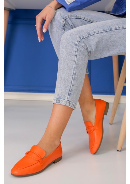 Pillow Model Gerçek Orjinal Deri Babet Loafer Oranj indirimleri