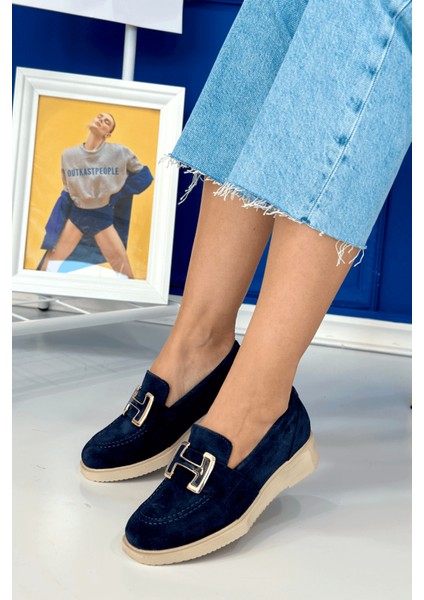 Zody Model 3 cm Tabanlı Tokalı Yeni Sezon Loafer Babet Lacı Suet
