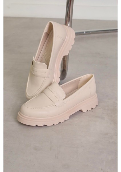 FN65 3 cm Tabanlı Loafer Babet Ten