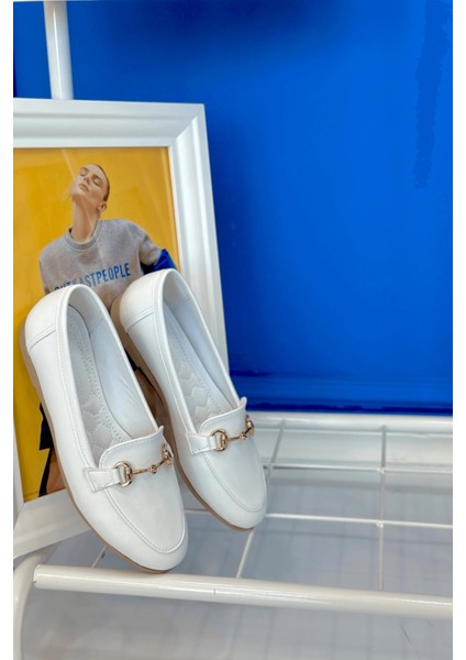 Nell Model Toka Detayli Loafer Babet Beyaz
