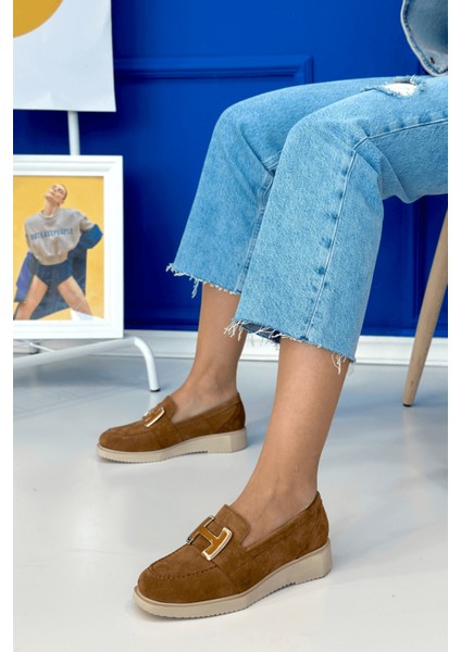 Zody Model 3 cm Tabanlı Tokalı Yeni Sezon Loafer Babet Taba.suet fiyatları