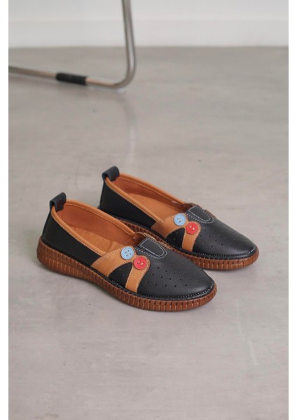 AD6033 model toka detaylı orjinal deri babet SIYAH