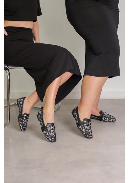 MR2071 Model 2 cm Topuklu Aksesuar Detaylı Babet Loafer Sıyah