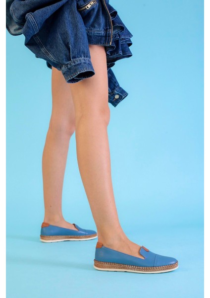 Nari̇ Model Ortopedi̇k Taban Orji̇nal Deri̇ Babet Mavi fiyatları