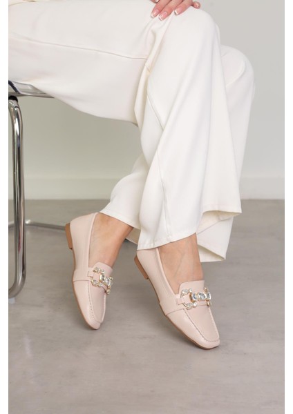 MR2050 MODEL 2 CM TOPUKLU TAŞ DETAYLI BABET LOAFER TEN fiyatları