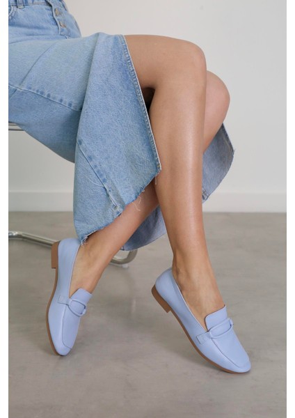 Pillow Model Gerçek Orjinal Deri Babet Loafer Bebe.mavı