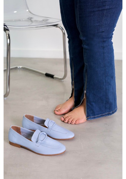 Pillow Model Gerçek Orjinal Deri Babet Loafer Bebe.mavı modelleri