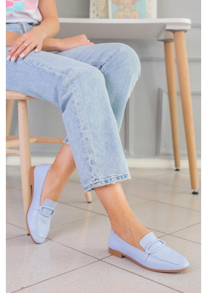 Pillow Model Gerçek Orjinal Deri Babet Loafer Bebe.mavı