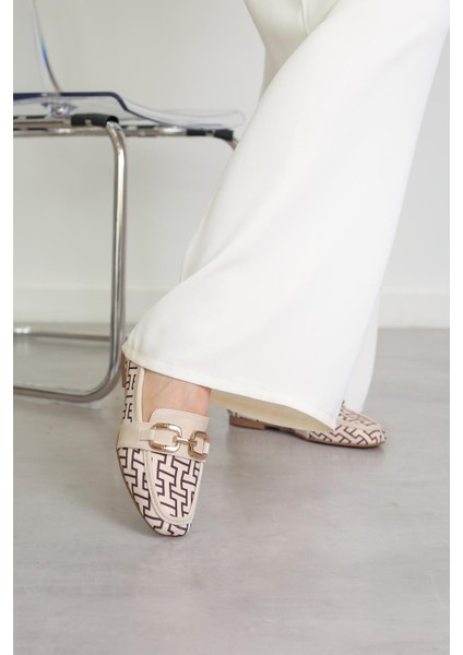 MR2071 MODEL 2 CM TOPUKLU AKSESUAR DETAYLI BABET LOAFER TEN
