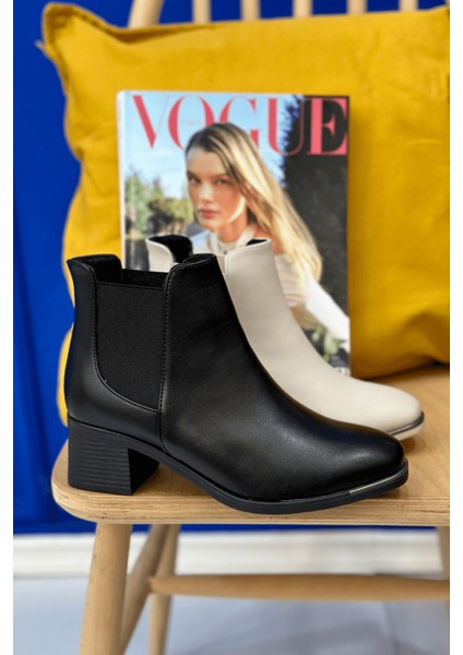 Alvin 5 cm Topuklu Zara Model Kisa Bot Siyah