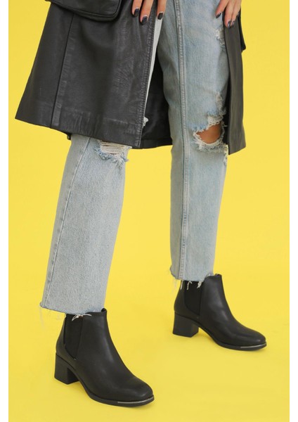 Alvin 5 cm Topuklu Zara Model Kisa Bot Siyah modelleri