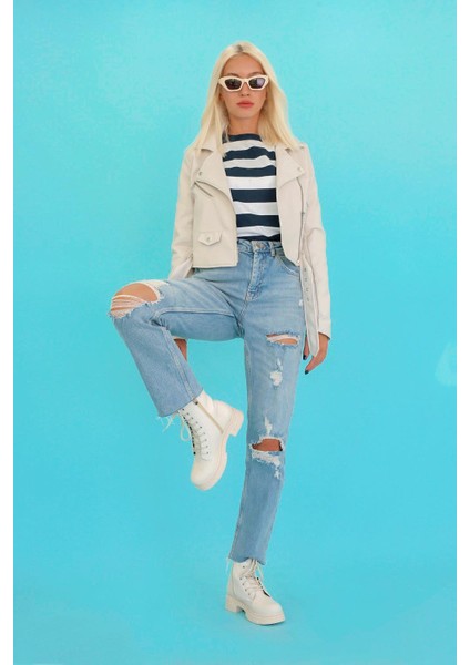 Ginny Model 3 cm Tabanlı Yeni Sezon Postal Bot Krem modelleri