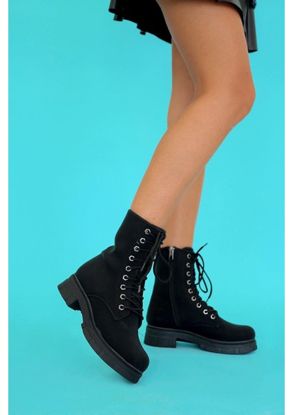 Ginny Model 3 cm Tabanlı Yeni Sezon Postal Bot Sıyah