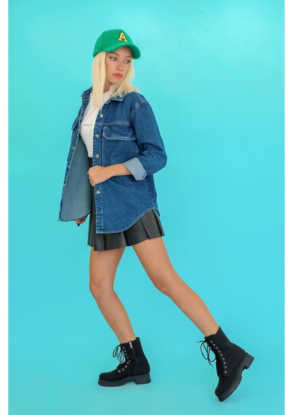 Ginny Model 3 cm Tabanlı Yeni Sezon Postal Bot Sıyah modelleri