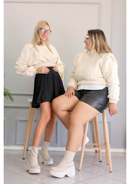 Edwin Model 8 cm Dolgu Topuk Sitreç Çizme Bot Ten fırsatları