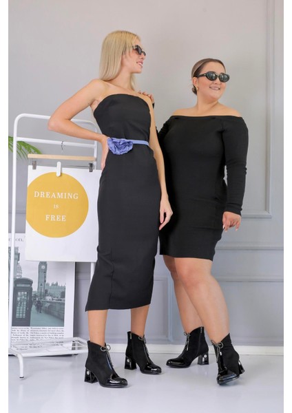 ROXA MODEL TAŞ DETAYLI 5 CM TOPUKLU YENİ EZON ROPUKLU BOT SIYAH