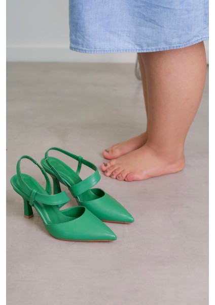 Strap Model 8 cm Topuklu Ayakakbı Yesıl