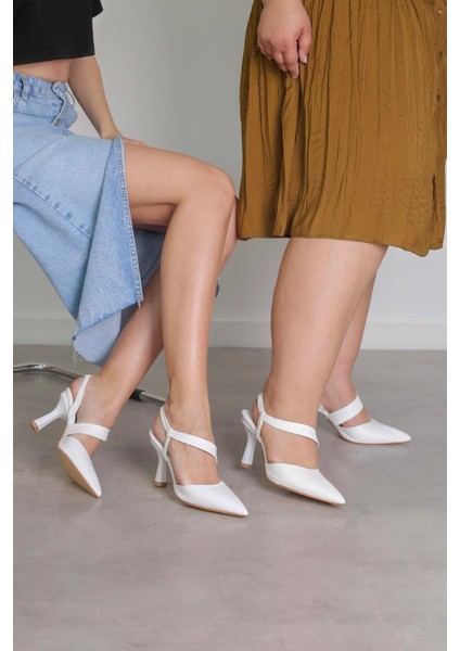 Strap Model 8 cm Topuklu Ayakakbı Beyaz