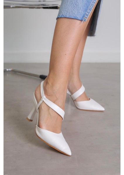 Strap Model 8 cm Topuklu Ayakakbı Beyaz indirimleri