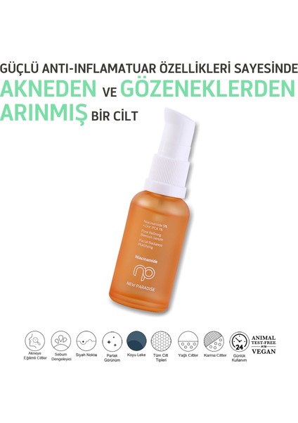 New Paradise Akne ve Leke Karşıtı Yoğun Işıltılı Niacinamide Serum 30 ml