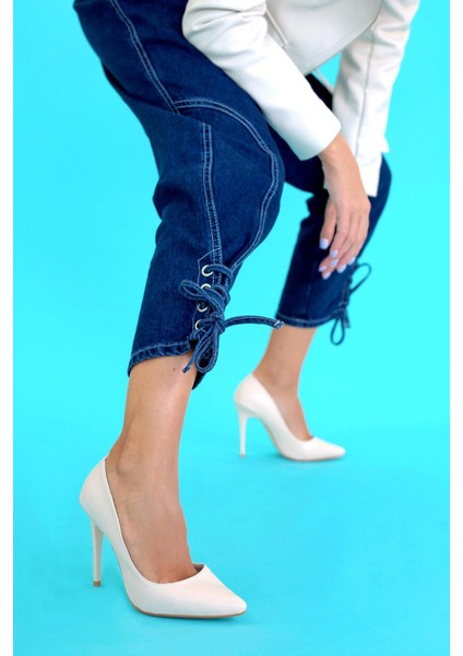 Gina Model 10 cm Topuklu Stiletto Topuklu Ayakakbı Ten