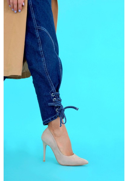 Gina Model 10 cm Topuklu Stiletto Topuklu Ayakakbı Vızon Suet