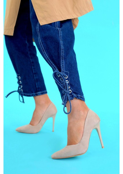 Gina Model 10 cm Topuklu Stiletto Topuklu Ayakakbı Vızon Suet fiyatları