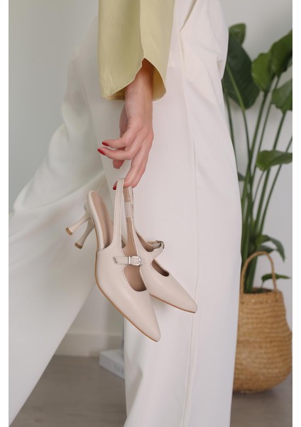 P2007 Model 5 cm Topuklu Toka Detaylı Topuklu Ayakkabı Stiletto Ten fiyatları