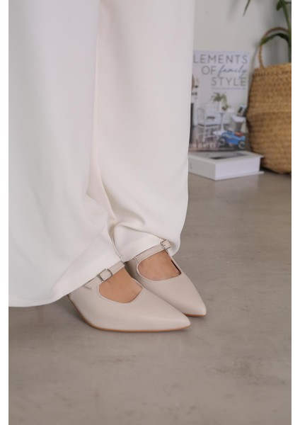 P2007 Model 5 cm Topuklu Toka Detaylı Topuklu Ayakkabı Stiletto Ten modelleri