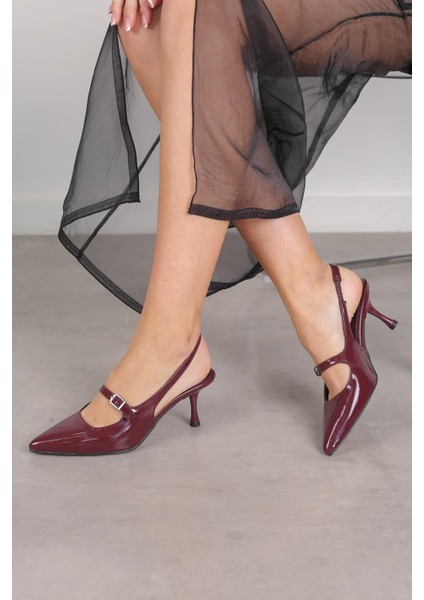 P2007 Model 4 cm Topuklu Toka Detaylı Topuklu Ayakkabı Stiletto Bordo Rgn fiyatları