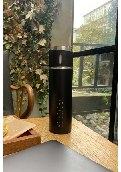 Mıldra Thermos Siyah Çelik Bardaklı Termos