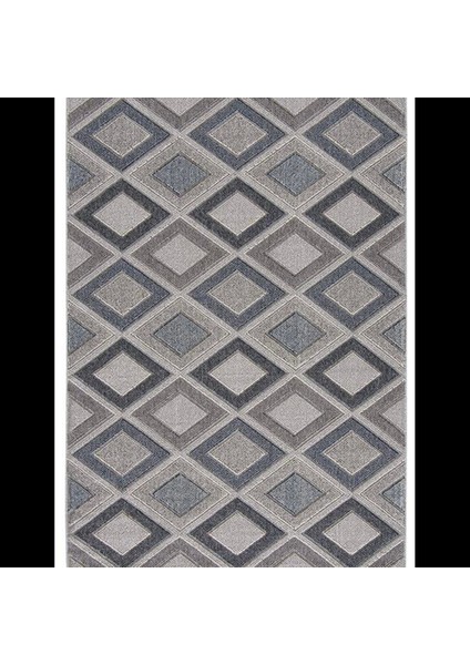 Gri & Kahverengi Baklava Desenli Bukle Halı - Iskandinav Salon Halısı - Hoom Rugs Bukle 1402