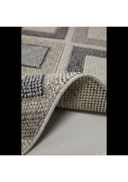 Gri & Kahverengi Baklava Desenli Bukle Halı - Iskandinav Salon Halısı - Hoom Rugs Bukle 1402