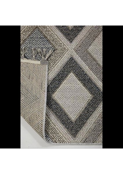 Gri & Kahverengi Baklava Desenli Bukle Halı - Iskandinav Salon Halısı - Hoom Rugs Bukle 1402