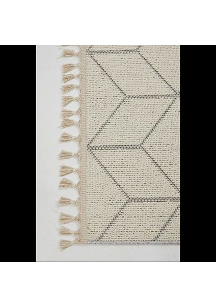 Beyaz Küp Desenli Bukle Iskandinav Halı - Spor & Modern Salon Halısı - Hoom Rugs Bukle 1407